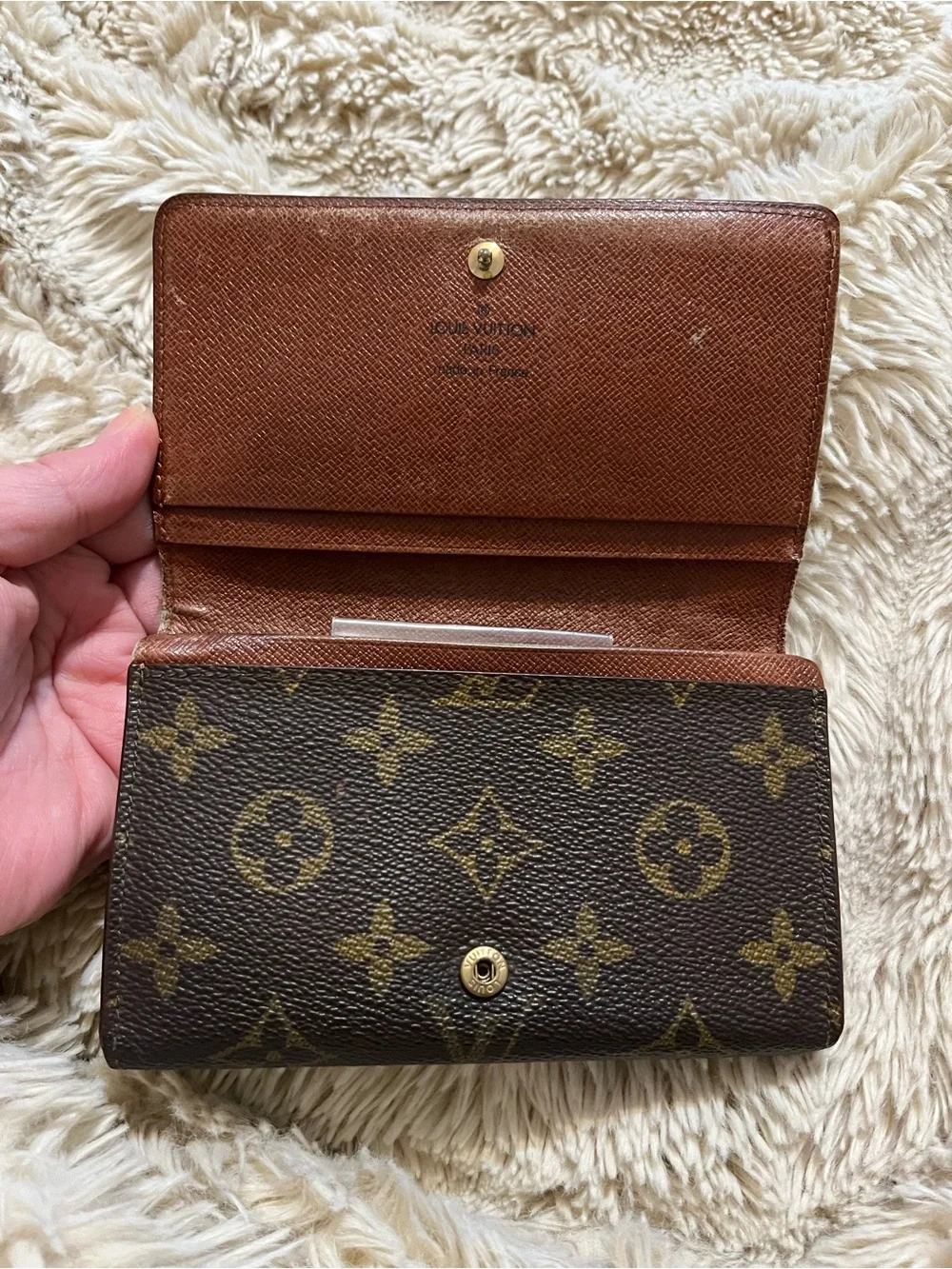 Louis Vuitton Monogram Canvas Compact Wallet in Brown and Gold